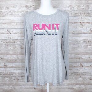 MTA Sport Tee L Run It Long Sleeved Gray Pink 43A